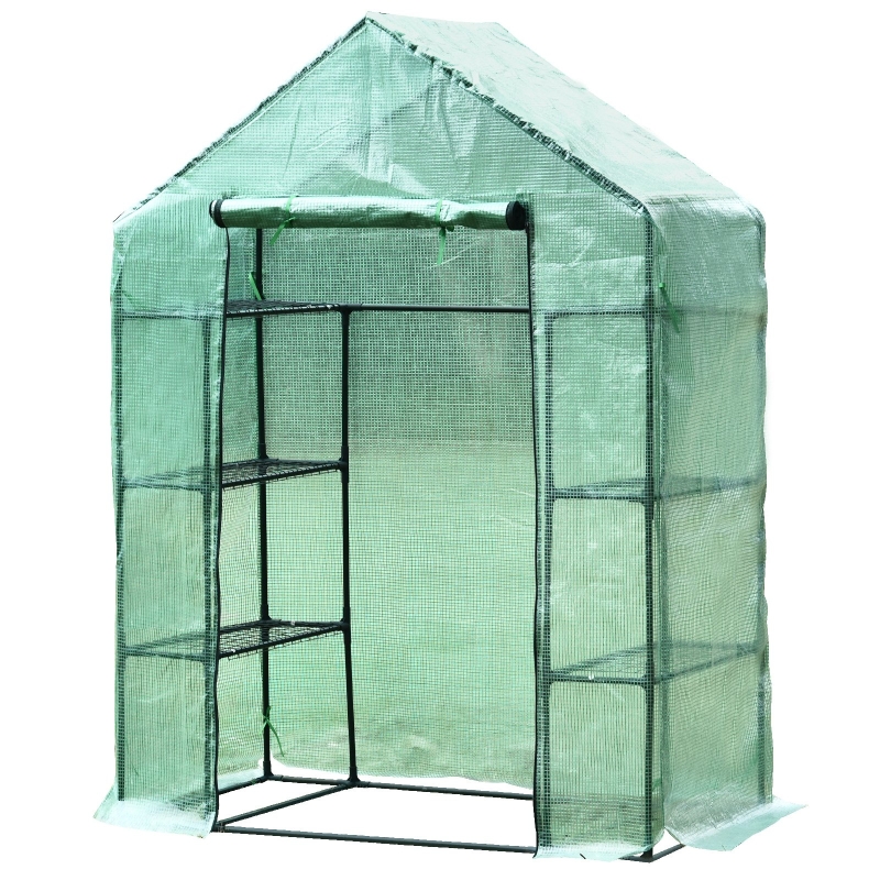 Outsunny Greenhouse W/ Shelves, 143x73x95 cm-Dark Green