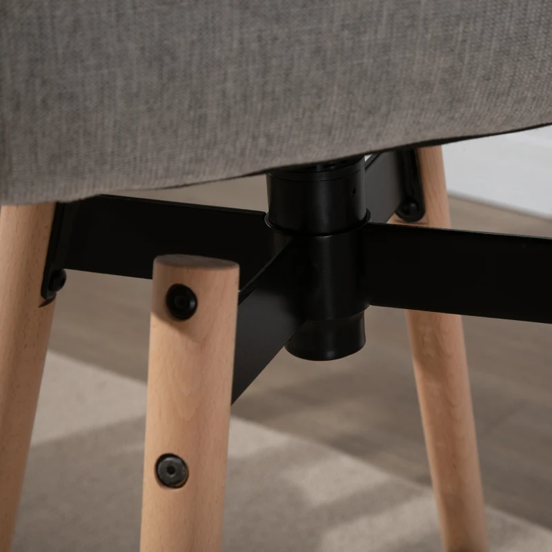 HOMCOM Mid-Century Home Barstool w/ Padded Armless Swivel Chair Wood Frame Grey