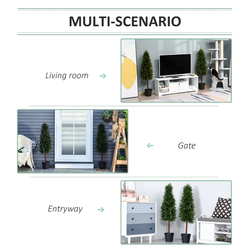 Outsunny Set of 2 Artificial Pine Trees Fake Ceder Plant Potted Home Office Décor, 120cm