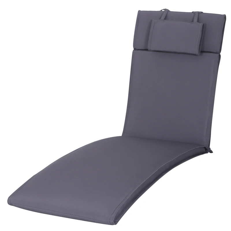 Outsunny Garden Sun Lounger Chair Cushion Reclining Relaxer Indoor Outdoor Grey