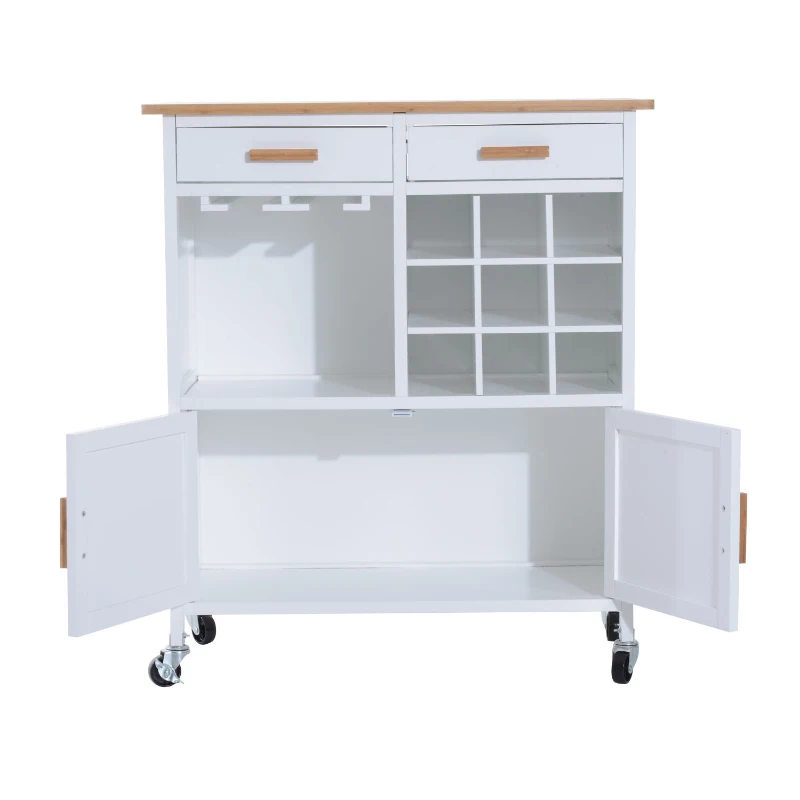 HOMCOM Keukentrolley bijzettrolley serveerwagen keukentrolley keukenplank met wijnrek