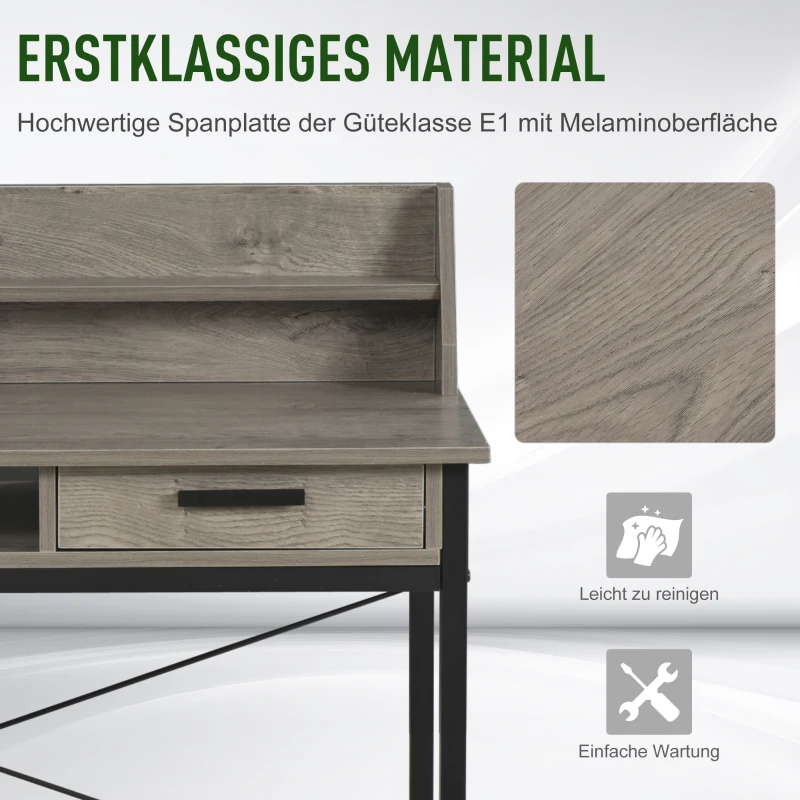 HOMCOM Bureau met plank schuiflade computertafel bureau kantoortafel industriële stijl MDF