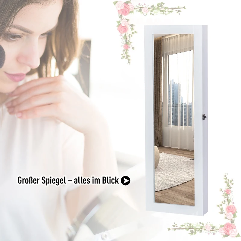 HOMCOM 2-in-1 sieradenkast wandspiegel spiegelkast sieraden ladekast spiegel