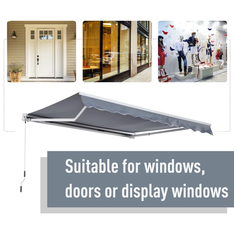 Outsunny Manual Retractable Awning, size (4m x3m)-Grey