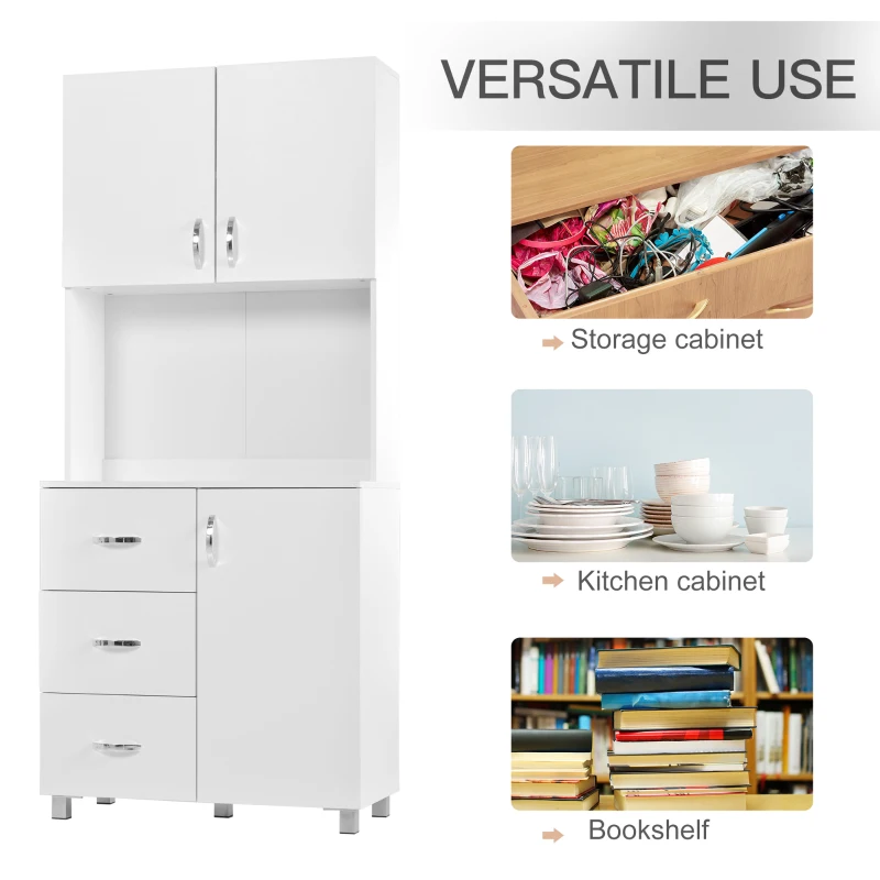 HOMCOM Particle Board Tall Freestanding Kitchen Cabinet White