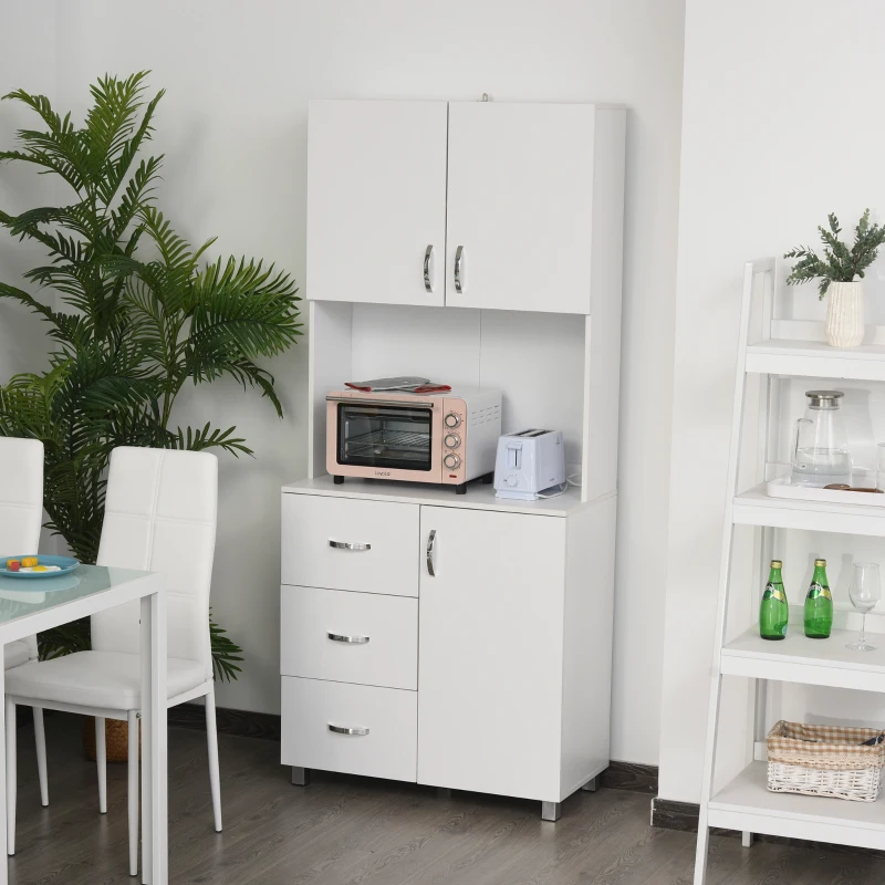 HOMCOM Particle Board Tall Freestanding Kitchen Cabinet White