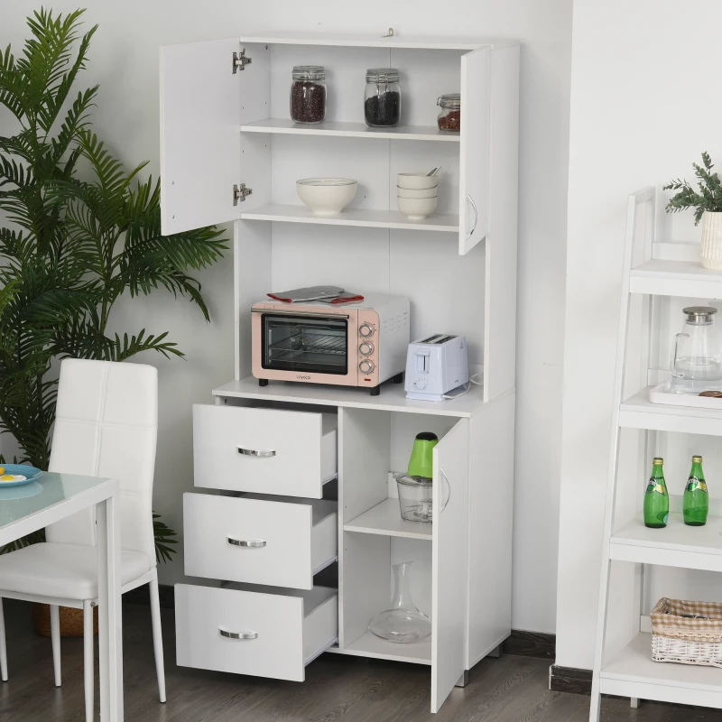 HOMCOM Particle Board Tall Freestanding Kitchen Cabinet White