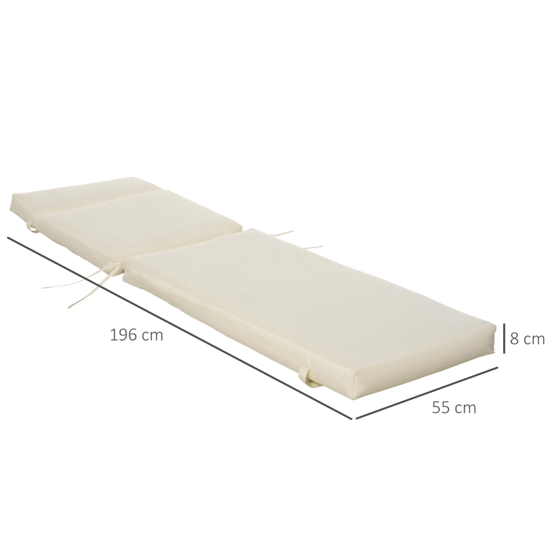 Outsunny Set of 2 Sun Lounger Cushion Non-Slip Seat Pads for Indoor Outdoor Cream White