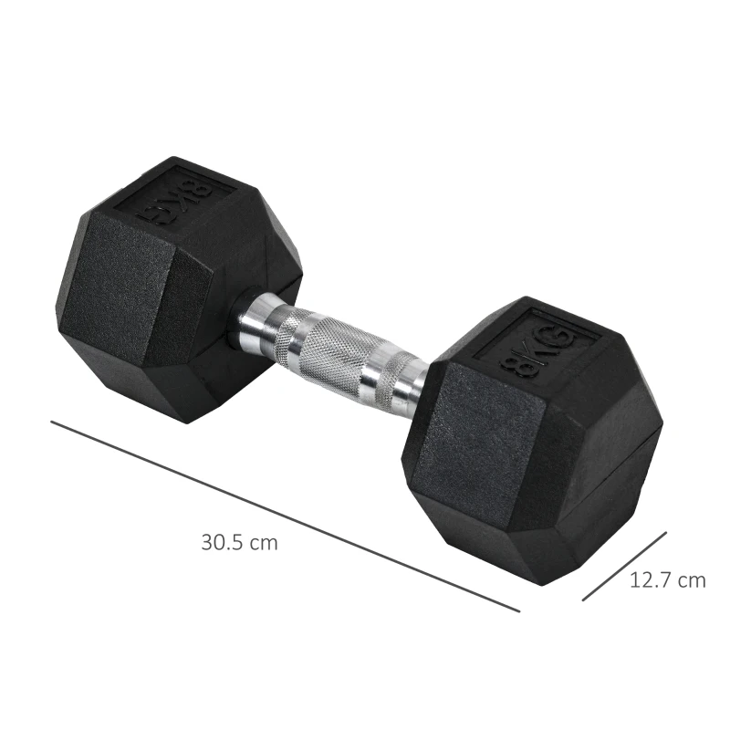 HOMCOM Rubber Hexagonal Dumbbell Set,2 pcs x 8 kg