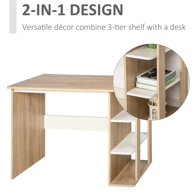 HOMCOM Computer Desk Office Writing Desk w/ 3-Tier Display Shelf Storage - Wood effect