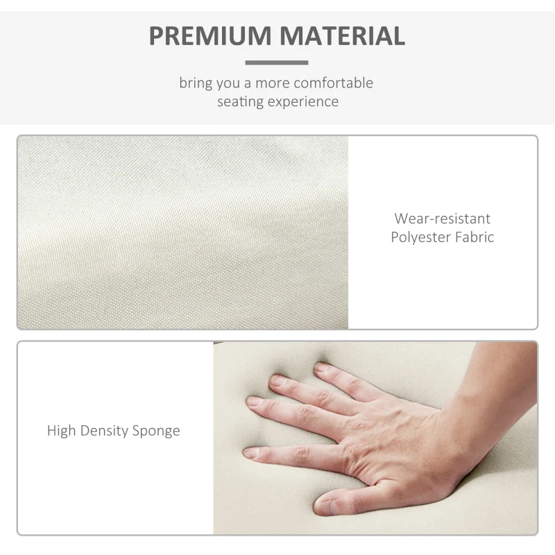 Outsunny Set of 2 Sun Lounger Cushion Non-Slip Seat Pads for Indoor Outdoor Cream White