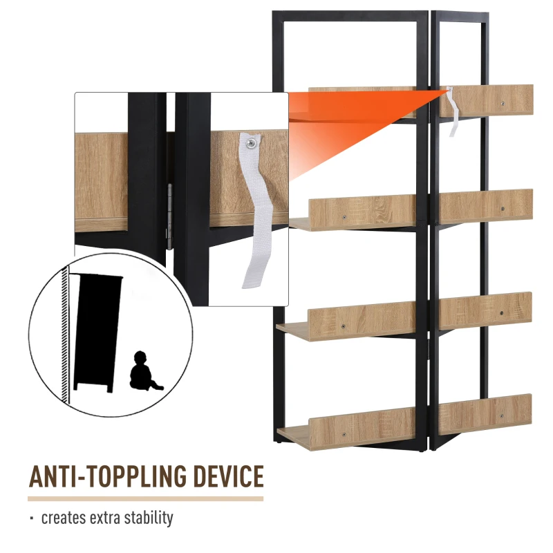 HOMCOM Steel Triangle Frame 4-Tier Storage Shelf Black