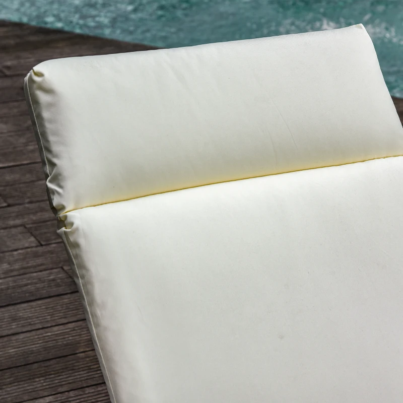 Outsunny Set of 2 Sun Lounger Cushion Non-Slip Seat Pads for Indoor Outdoor Cream White