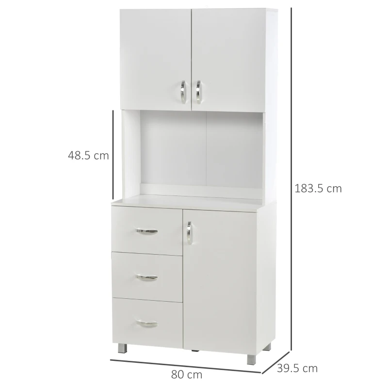 HOMCOM Particle Board Tall Freestanding Kitchen Cabinet White