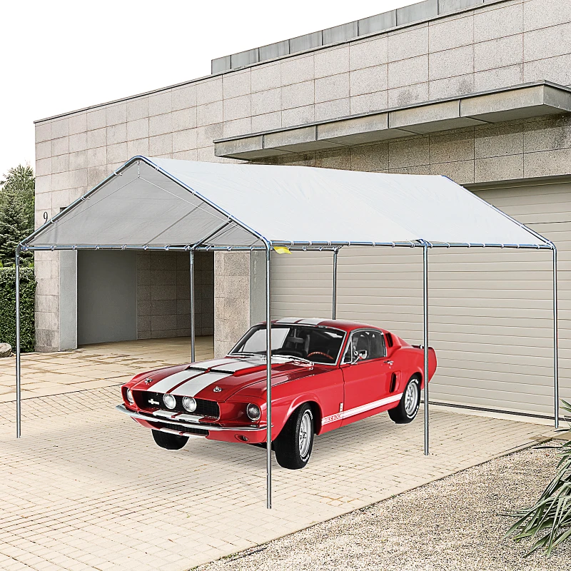 Outsunny 3m x 6m Heavy Duty Galvanized Steel Frame Canopy Vehicle Shelter White