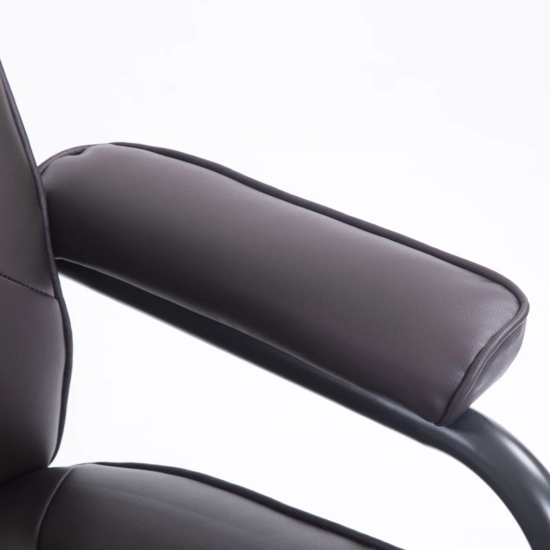 HOMCOM PVC Reclining Executive Chair w/ Footrest Stool Brown