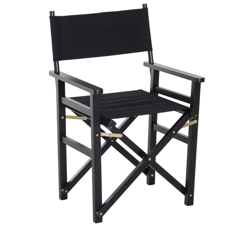 HOMCOM Wooden Director's Folding Chair, Oxford Fabric, Beech,56L-Black