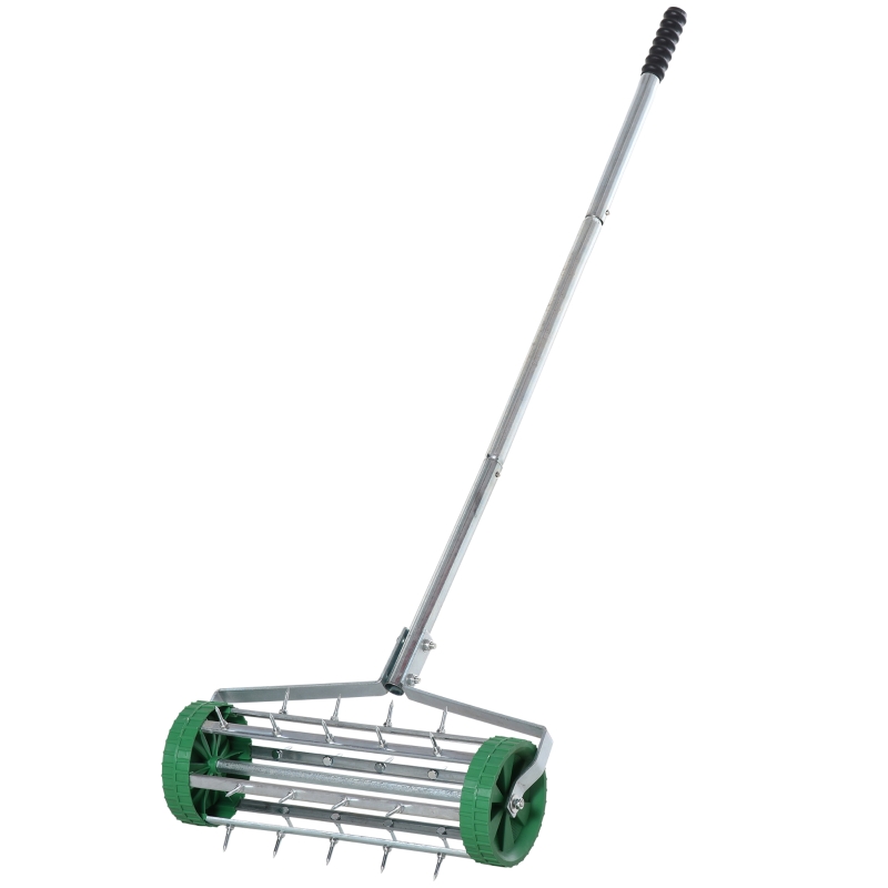 Outsunny Metal 5 Spike Lawn Aerator Roller Green