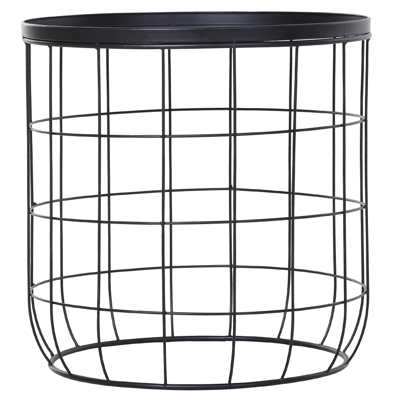 HOMCOM Metal Set Of 2 Nesting Wire Lift-Top Side Tables Black