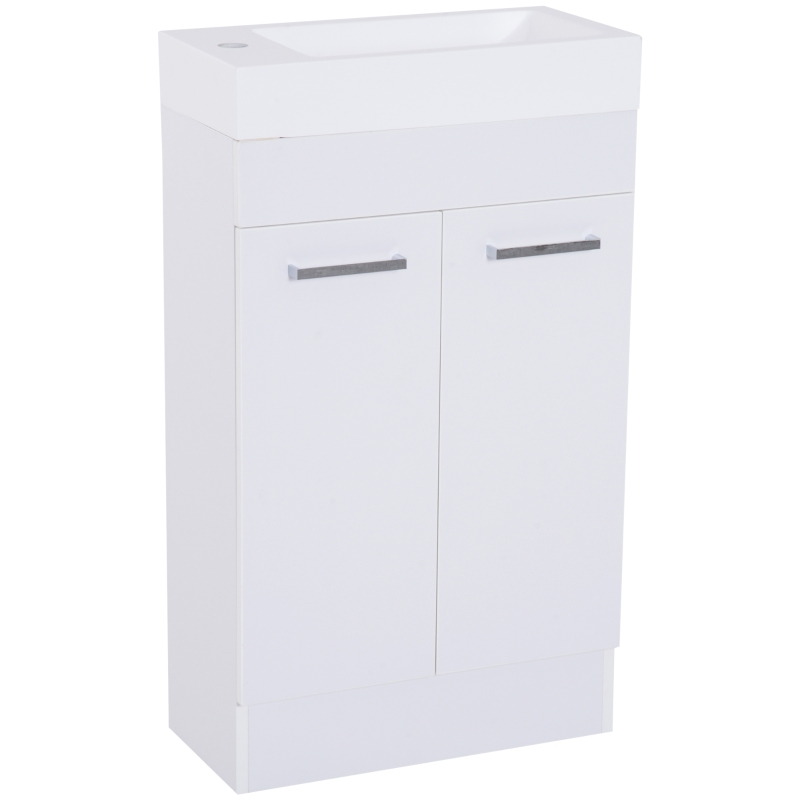 Kleankin Under Sink Bathroom Vanity Unit Ceramic Basin Sink Cloakroom Storage Cabinet Home Furniture - White