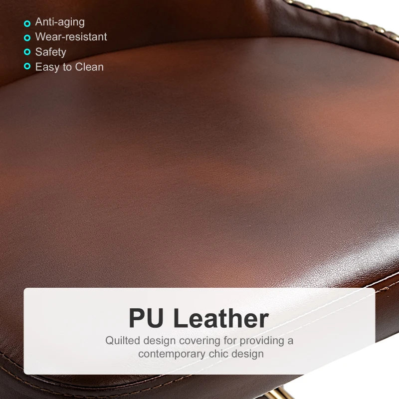 HOMCOM PU Leather Upholstered Set-of-2 Bar Chairs Brown