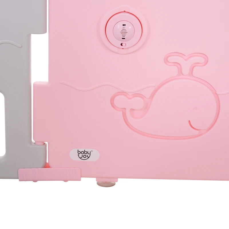 HOMCOM babybox barrière 12 elementen beschermende box tandwielen HDPE roze