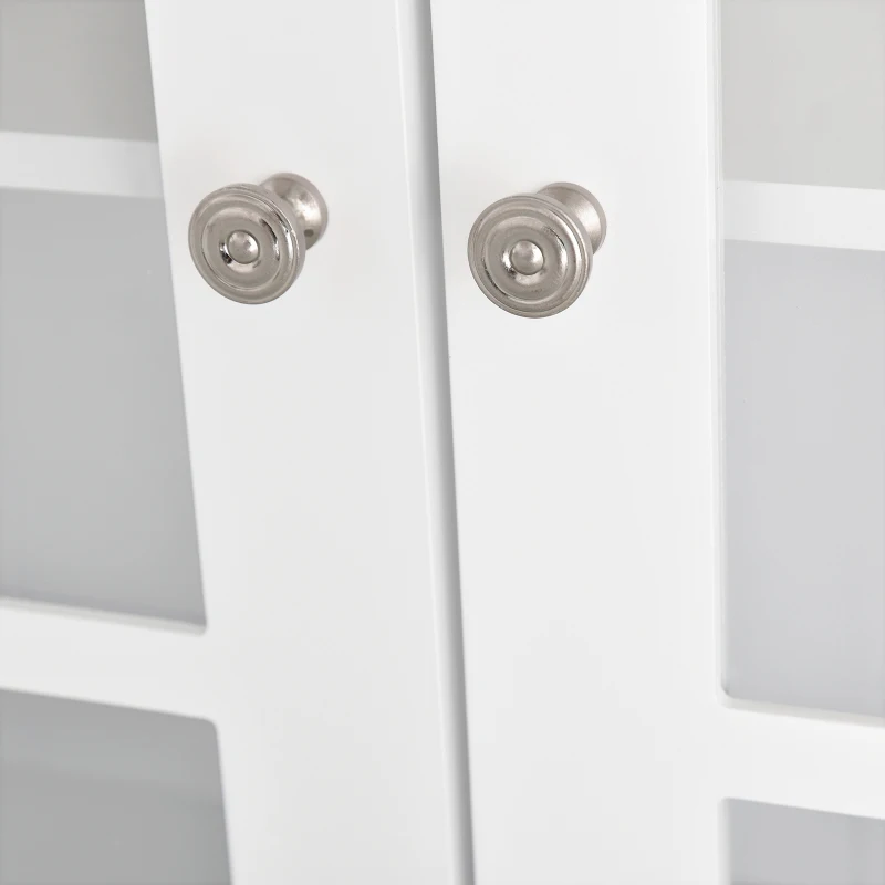 HOMCOM keukenkast met werkblad, hoge kast, 6 vakken, glazen deur, MDF, wit, 80 x 37 x 183 cm werkblad hoge kast glazen deur MDF wit | Aosom.de