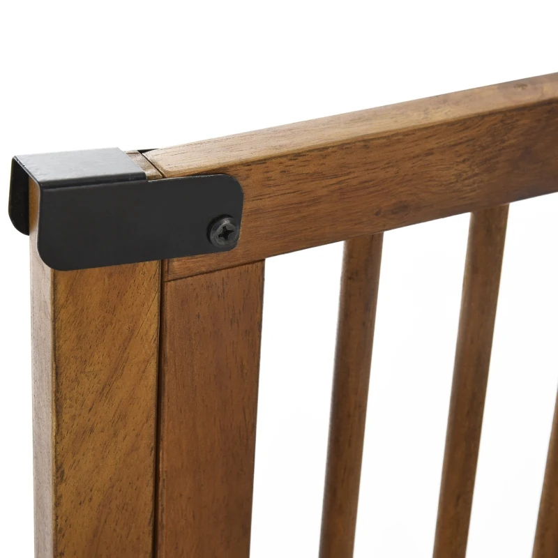 PawHut Pine Wood Freestanding 3-Panel Pet Gate Brown