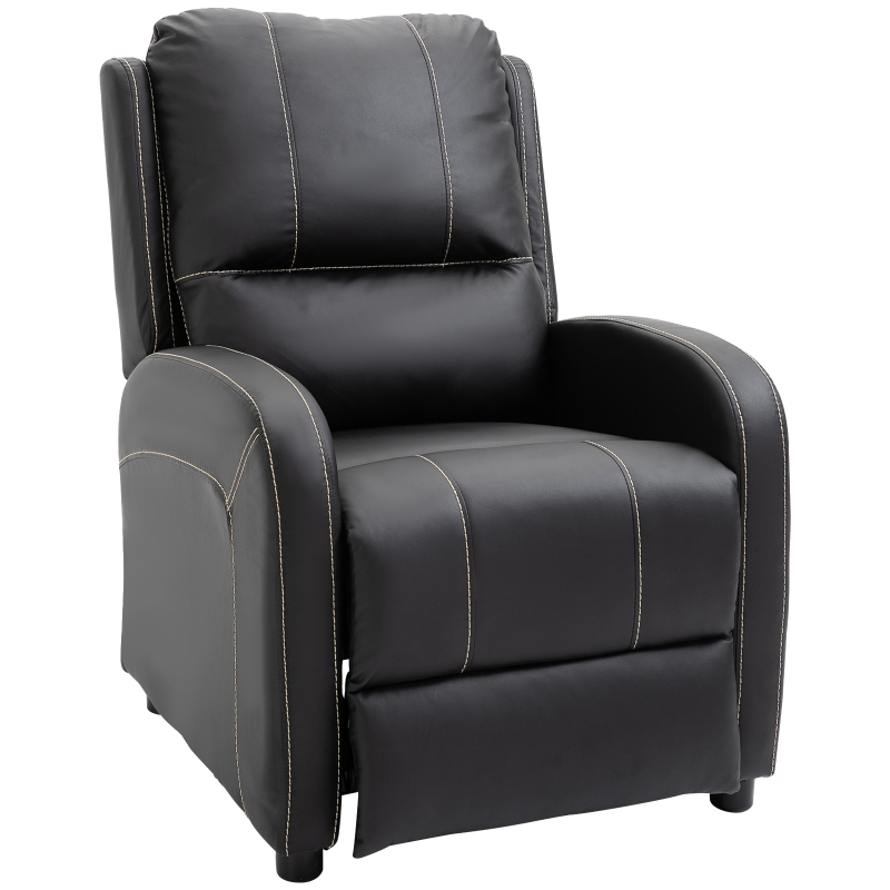 HOMCOM® Relaxsessel Liegesessel | Fernsehsessel | Veganleder | Schwarz | 70 x 93 x 100 cm