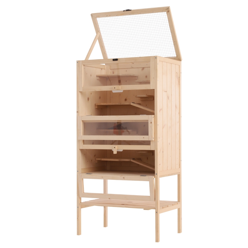 PawHut® Hamsterkäfig Kleintierkäfig Nagerkäfig Mäusekäfig Tannenholz
