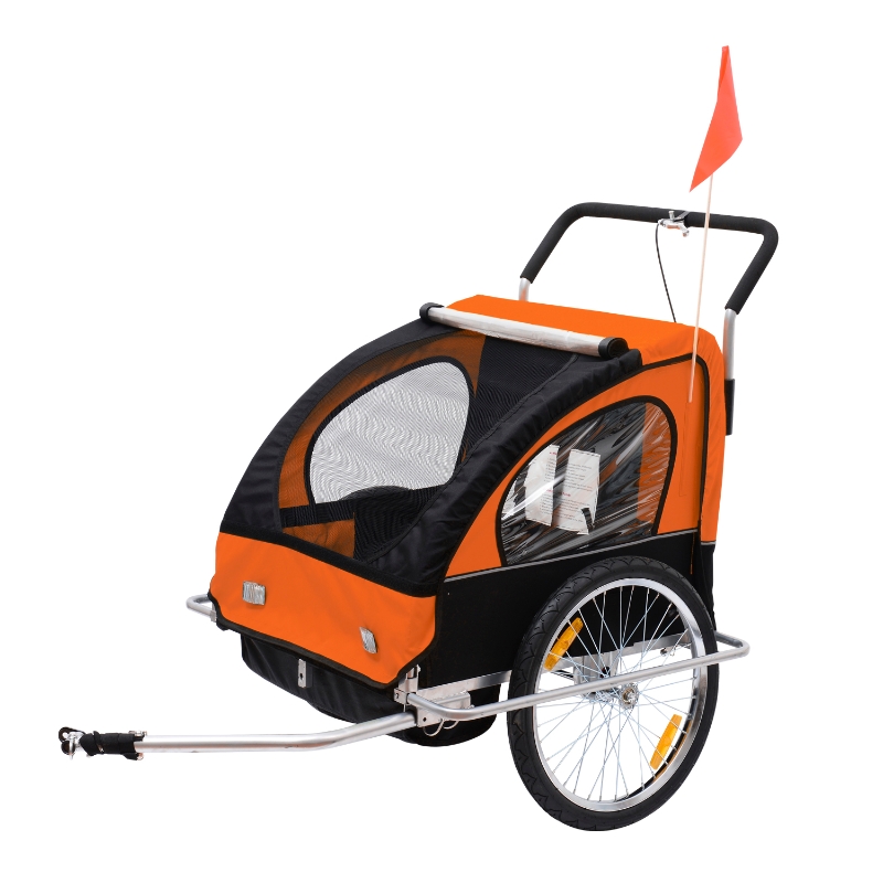 HOMCOM® 2 in 1 Jogger Kinderanhänger Fahrradanhänger Kinder Radanhänger 5 Farben mit Fahne