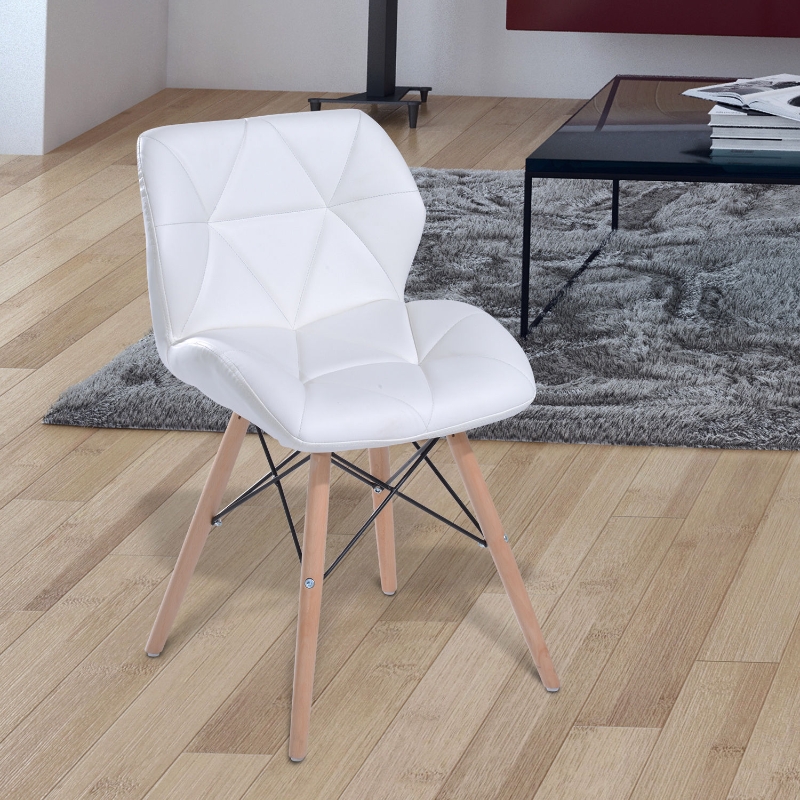 HOMCOM® Polsterstuhl Holz weiß