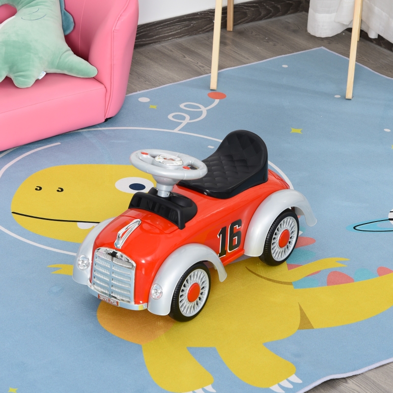 HOMCOM® Kinderauto Kinderfahrzeug klassisch Laufhilfe Hupe mit Music(Rot)