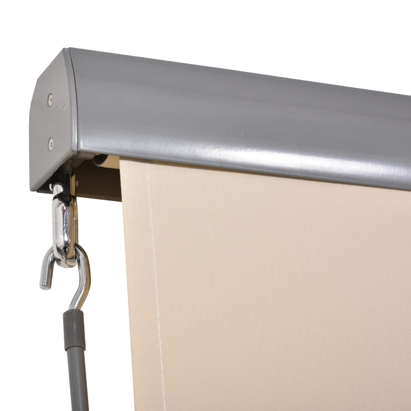 Verticale luifel aluminium balkonluifel met handslinger crèmewit 160 x 250 cm