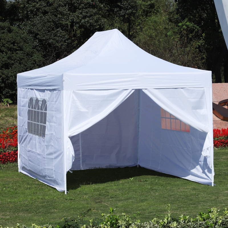 Outsunny® Faltpavillon inkl. 4 Seitenteilen weiß 3x4,5m Faltzelt Partyzelt