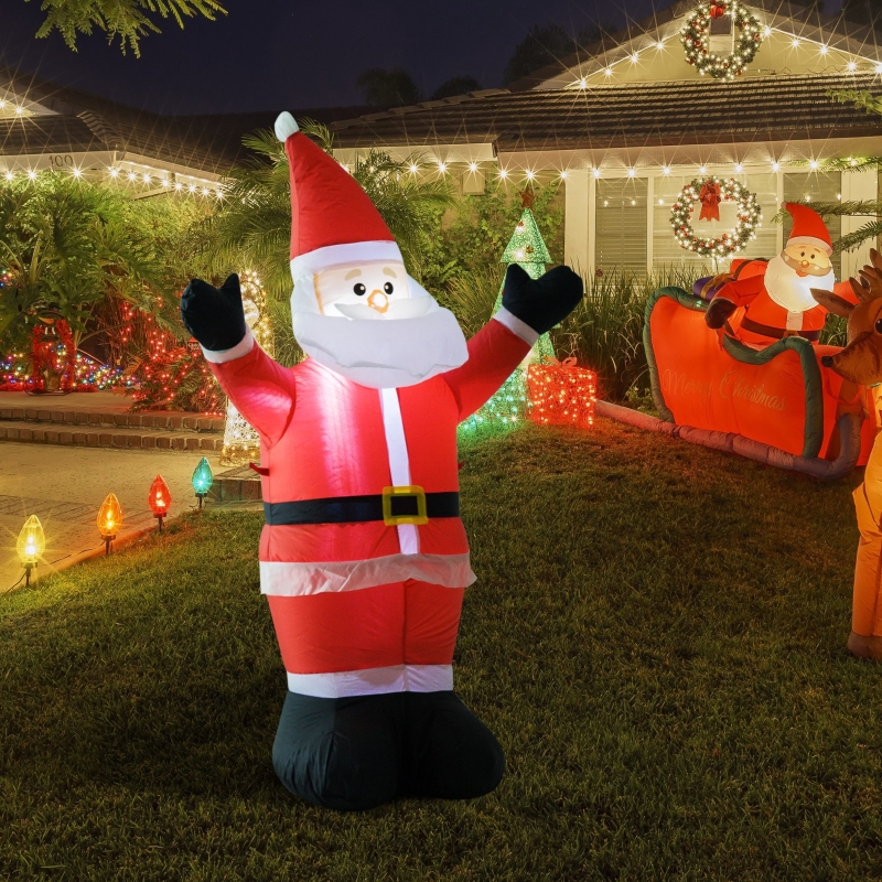 HOMCOM® LED-Weihnachtsmann | Selbstaufblasend | 80 x 40 x 120 cm | Rot