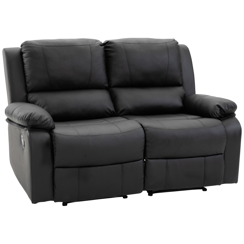 HOMCOM Doppelsofa Relaxliege Relaxsessel verstellbare Rückenlehnen Holzfüße PU Schwarz 95 x 141,5 x 94,5 cm