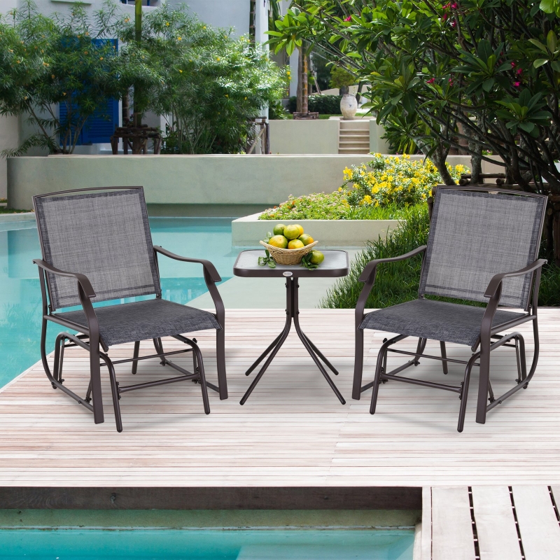 Outsunny Dreiteiliges Gartenmöbel Set, 2 Stühle, 1 Tisch, Braun, Grau