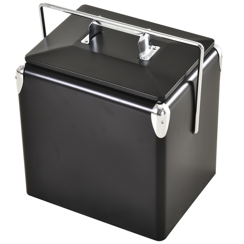 Outsunny® 30 L Kühlbox zum Warmhalten und Kühlen 24h Weinkühler Camping Edelstahl Schwarz