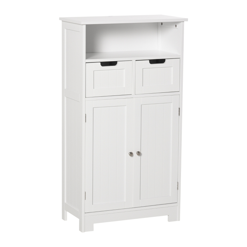 kleankin® Badzimmerschrank Badkommode mit 2 Schubladen 1 Türschrank Weiß