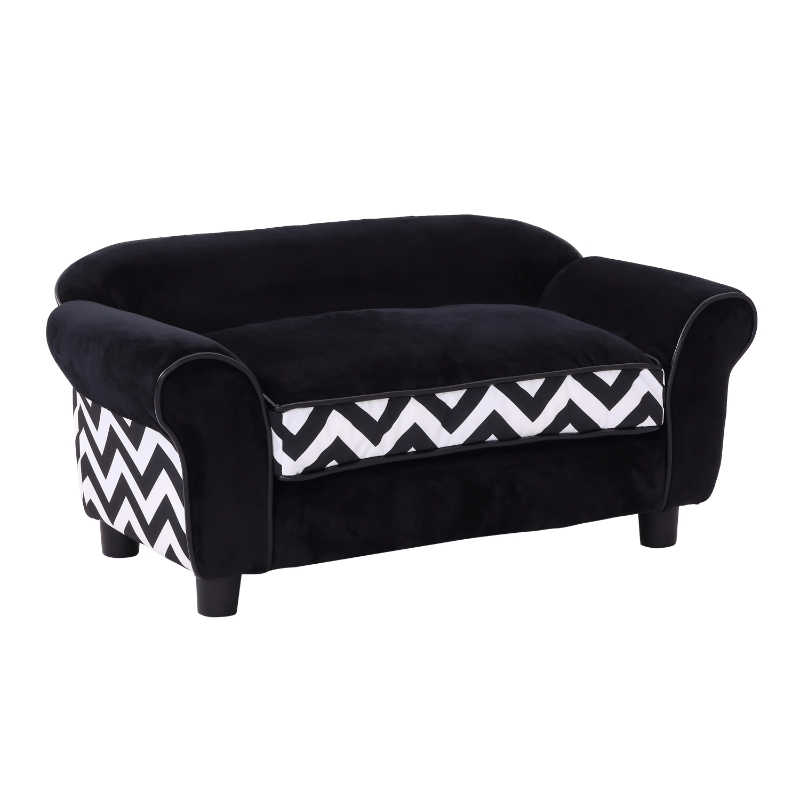 PawHut® Hundesofa Hundebett Hunde Couch Haustier Waschbar Erhöhte Füße Samt Schwarz