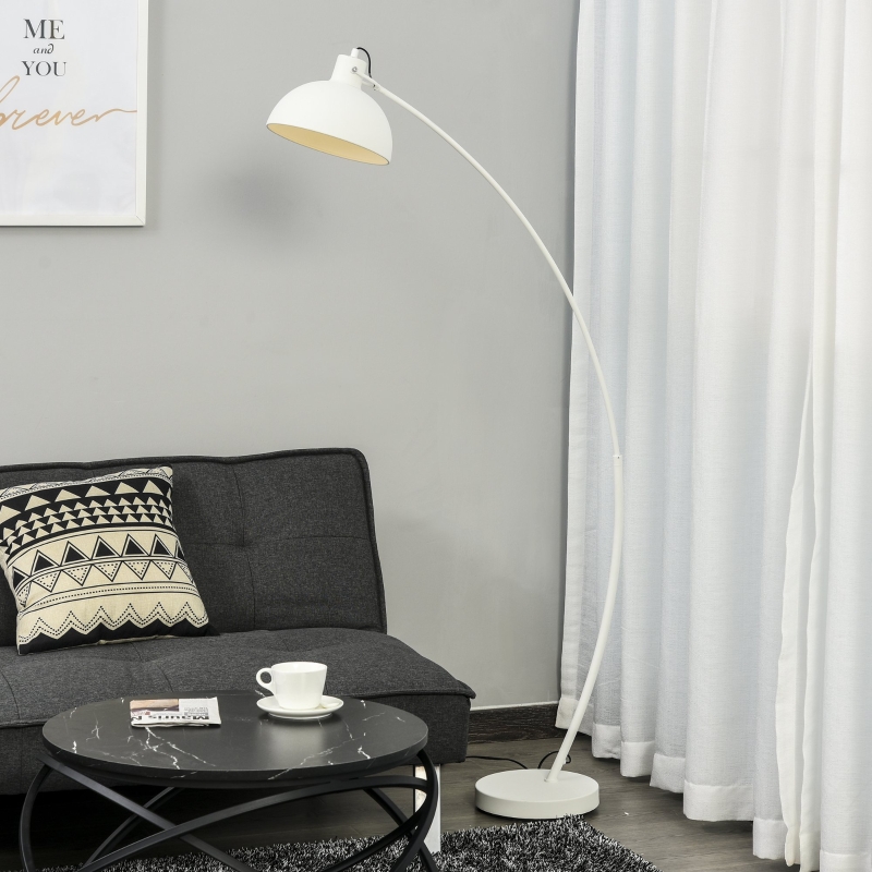 HOMCOM® Stehlampe mit Verstellbarem Schirm E27 Stehleuchte Innenleuchtung Metall