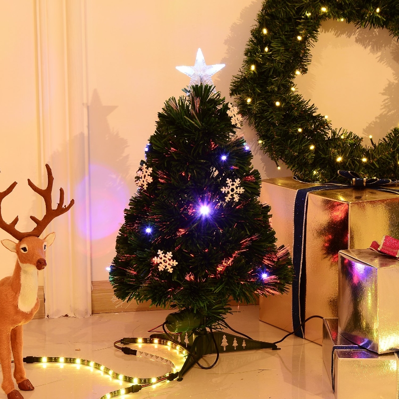 HOMCOM Weihnachtsbaum künstlicher Christbaum Tannenbaum Baum mit Ständer inkl./ohne Dekor (60 cm, grün/Weihnachtsbaum 8)