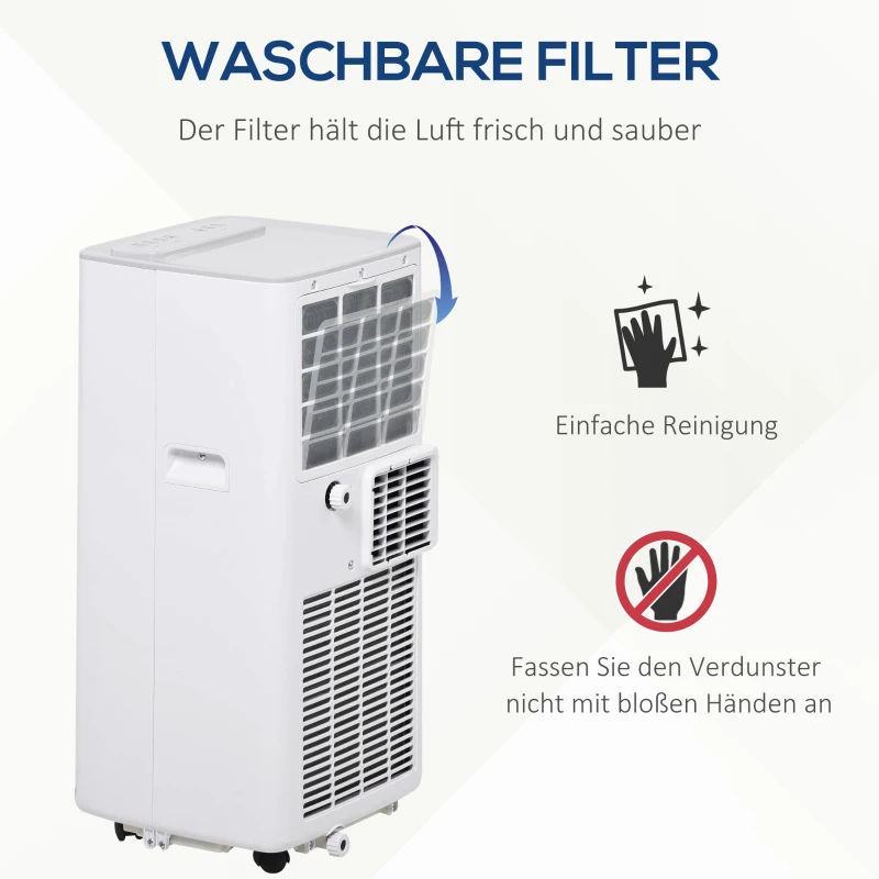 HOMCOM Mobiele airconditioner 4 standen airconditioner met afstandsbediening 24-uurs timer ABS
