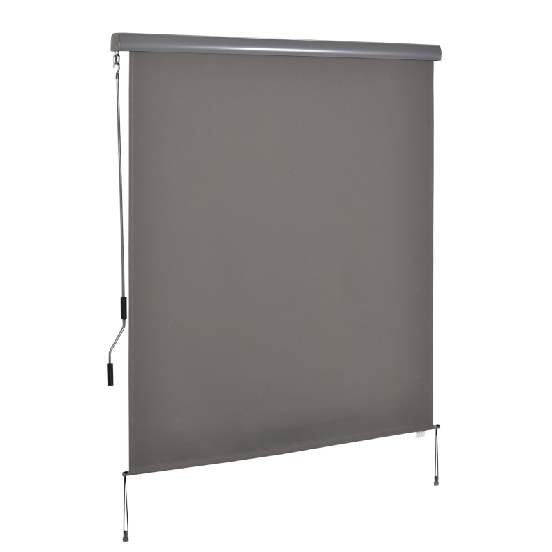 Outsunny® Senkrechtmarkise Alu Balkonmarkise mit Handkurbel UV50+ Hellgrau 160 x 250 cm