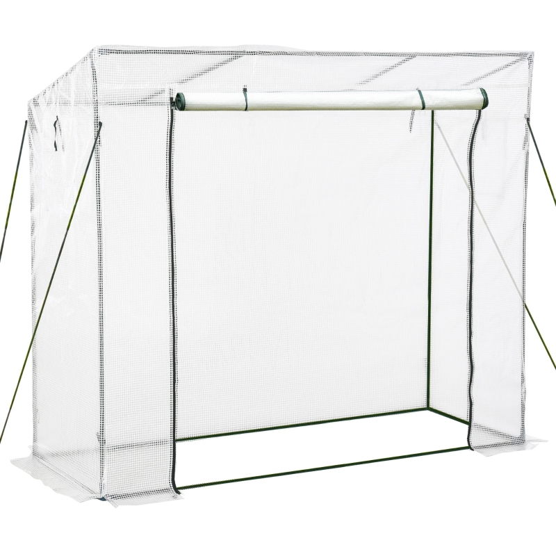 Outsunny Gewächshaus Treibhaus Tomatenhaus mit 2 Fenstern Frühbeet 200x73x168cm Weiß