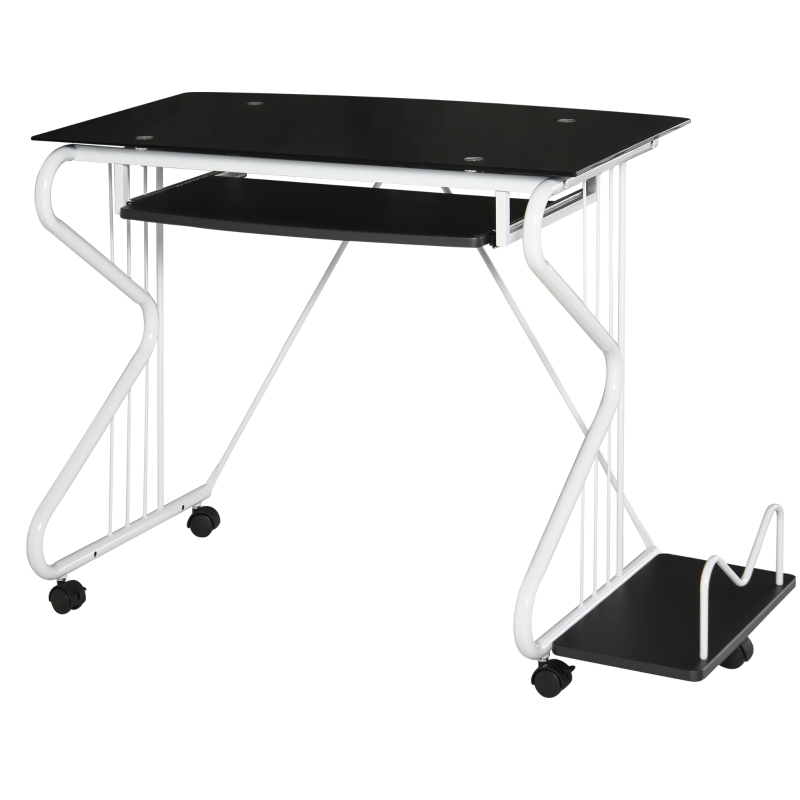 HOMCOM® Schreibtisch Computertisch PCTisch Bürotisch Spanplatte Stahl E1MDF Schwarz+Weiß