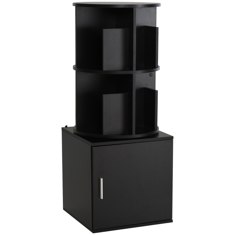 HOMCOM® Bücherregal 2-in-1 Standregal Drehregal 360 ° drehbar Abnehmbar Schwarz