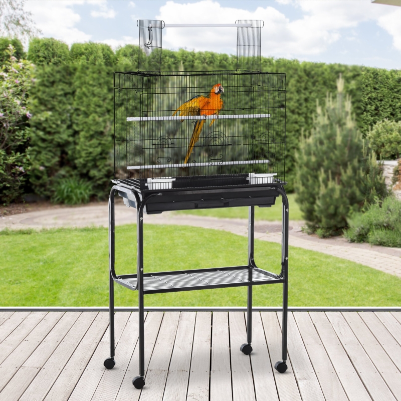 PawHut® Vogelkäfig Vogelhaus Vogelvoliere Metallvoliere für Vögel mit Ständer rollbar