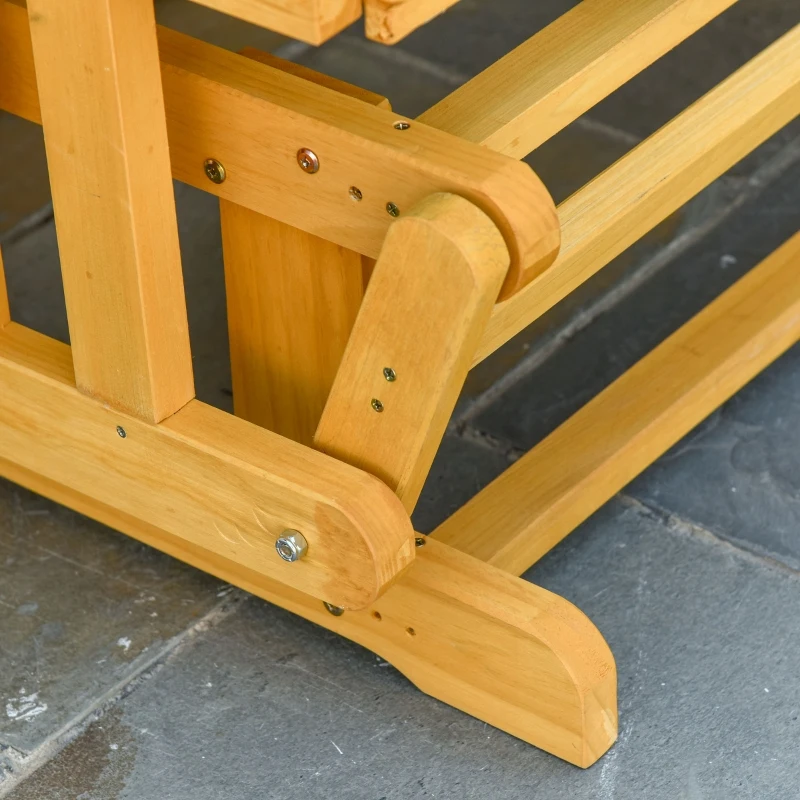 Outsunny 2-zits schommelstoel met armsteunen tuinstoel schommelstoel massief hout naturel